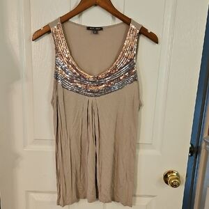 Roz & Ali Sleeveless Sequin Top, Size Xl